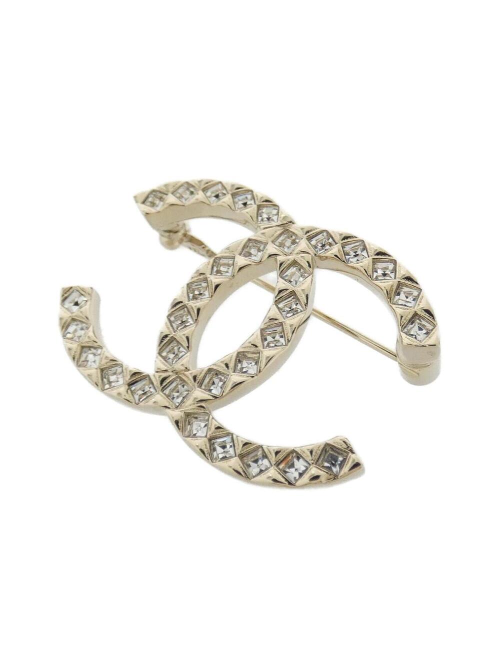 Chanel Brooch Metal Clear And Gold #299572C11B